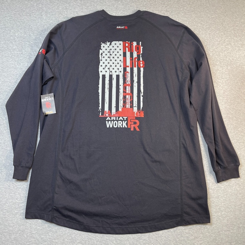 Ariat FR Shirt Mens XXL NWT Black Rig Life NFPA 2112 Flame Resistant Long Sleeve